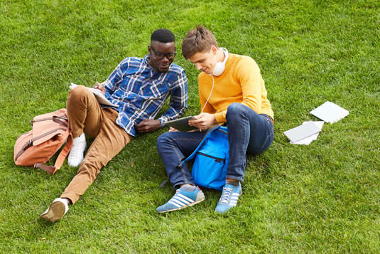 Students on a Lawn